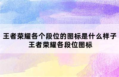 王者荣耀各个段位的图标是什么样子 王者荣耀各段位图标